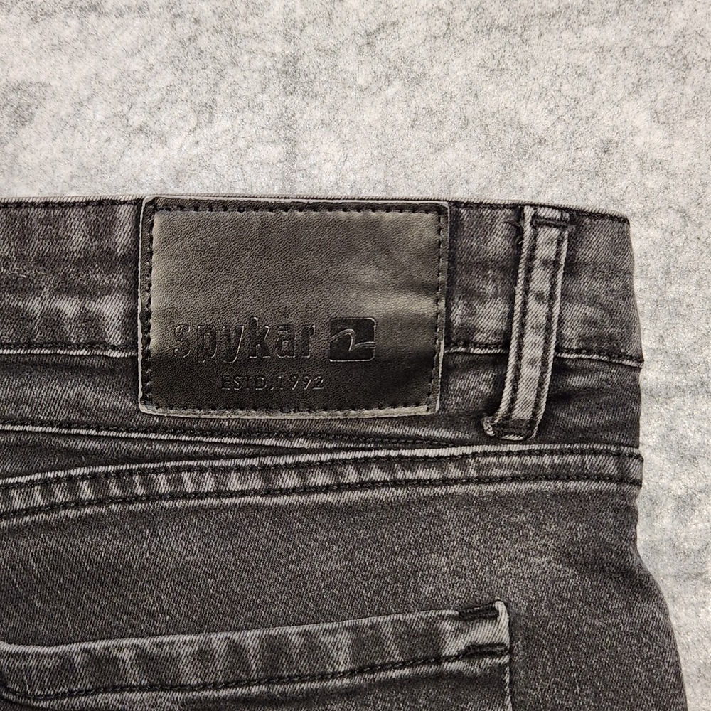 SpyKar Jeans Mens 38x32 Black  Skinny Slim Fit Narrow Leg
